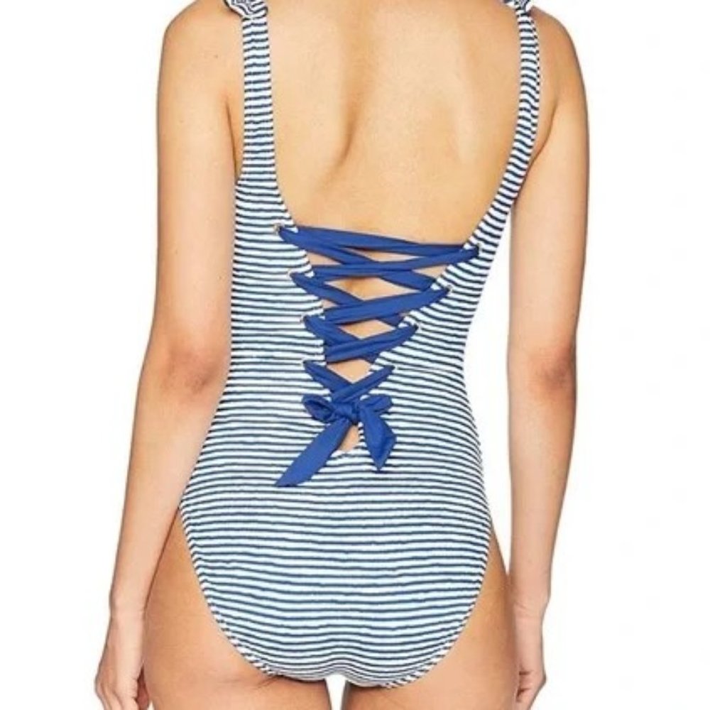 Ralph Lauren Navy and white Striped Back Lace One Piece